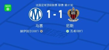 kaiyun-马赛1-1尼斯，赫伊别尔首开记录，瓦希扳平比分